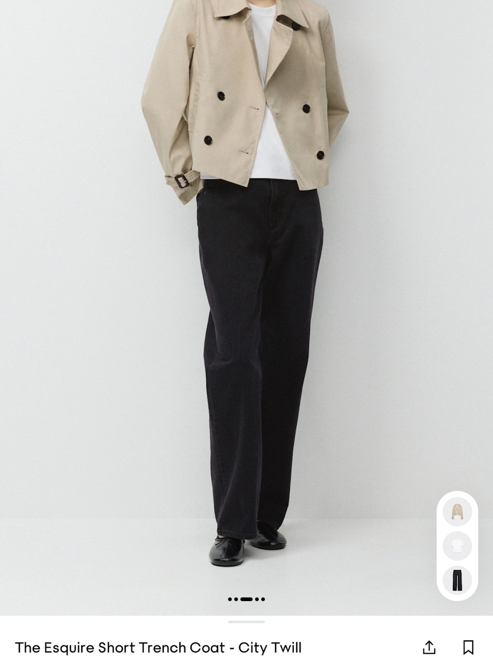 Aritzia The Esquire Short Trench Coat in City Twill - Beige